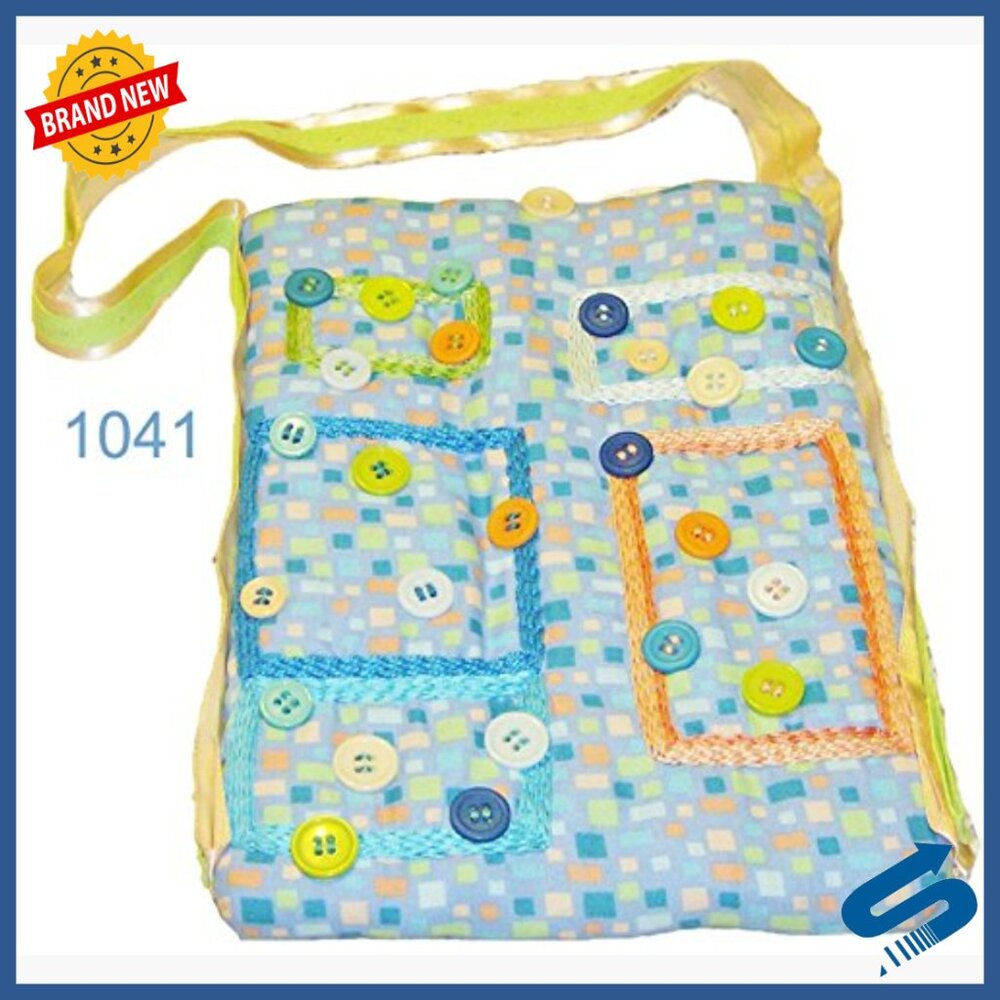 Handmade Square Shoulder Bag with Embroidery, 7x9 Inches, Ribbon Trim - Picture 2 of 2
